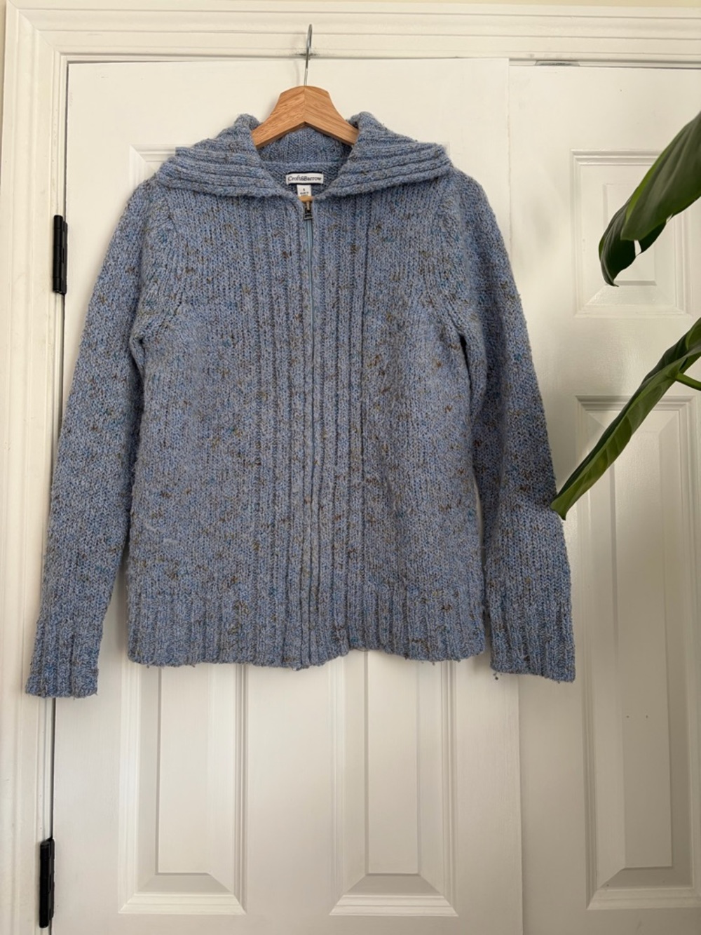 croft & barrow Light Blue Zip Hooded Knit Cardigan